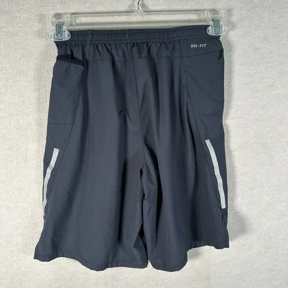 Nike Phenom Running Shorts Men's Small Black Volt Workout Training 9” No Liner